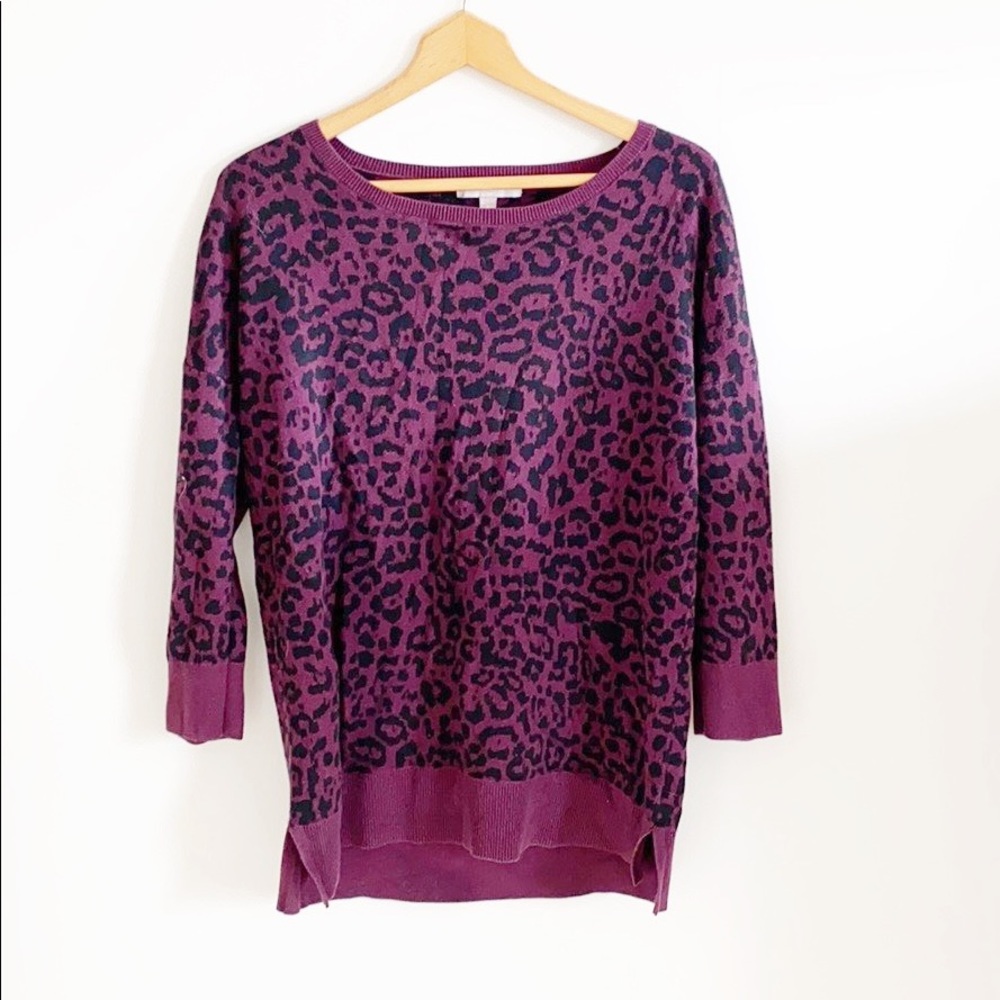 Banana Republic Burgundy Leopard Print Sweater
